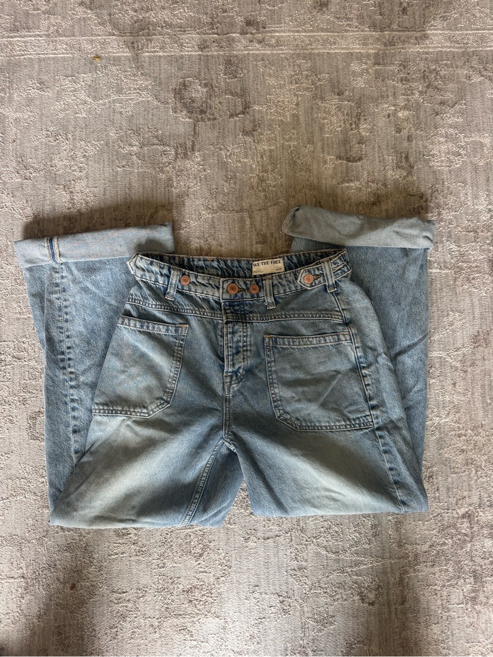 Free People Wide Leg Light Wash Women's Jeans - Light Blue - Picture 2 of 3